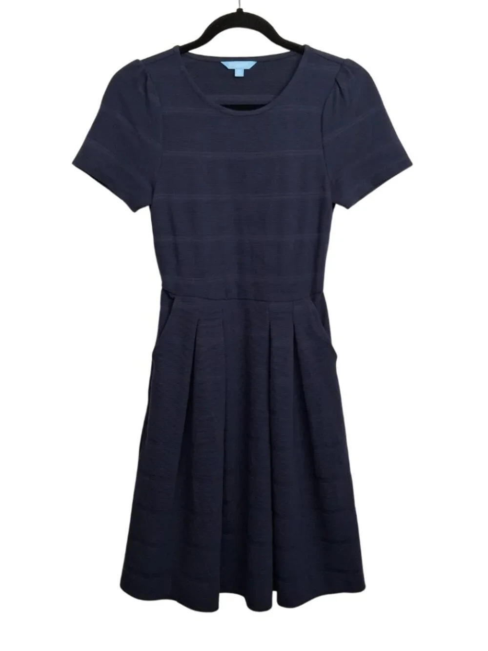 DRAPER JAMES RSVP Navy Blue Dress Fit and Flare Short Sleeve Classic XSmall